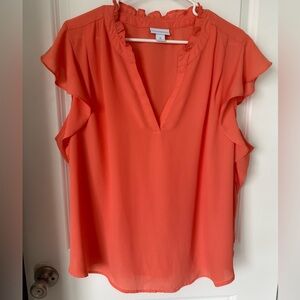 Liz Claiborne Sheer Ruffle Sleeve Blouse